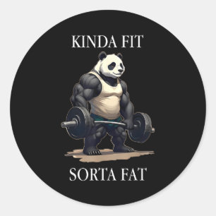 Einigermaßen fit, irgendwie fett, Gym-Panda-Gewich Runder Aufkleber