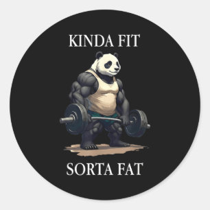 Einigermaßen fit, irgendwie fett, lustiger Panda i Runder Aufkleber