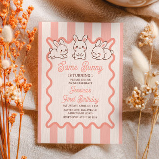 Einiges Häschen Pastell Rosa Ostern Mädchen 1. Geb Einladung