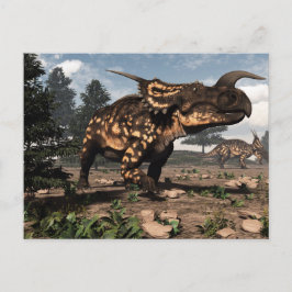 Einiosaurus-Dinosaurier in der Wüste - 3D-Darstell Postkarte