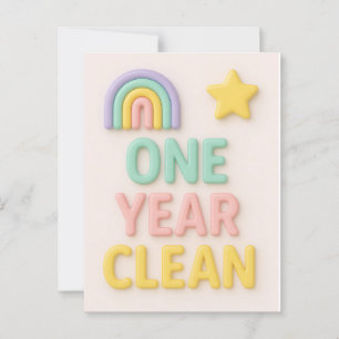 Einjährige saubere Creme NA nüchterne Geburtstagsk Postkarte