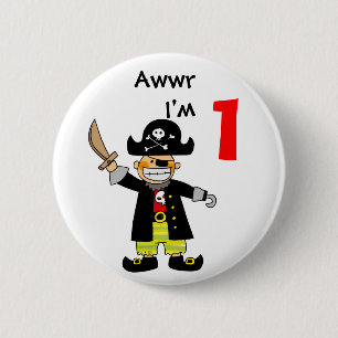 Einjähriger Piratenjunge Button