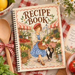 Einkauf auf einem Pariser Markt Leeres Rezeptbuch Notizbuch