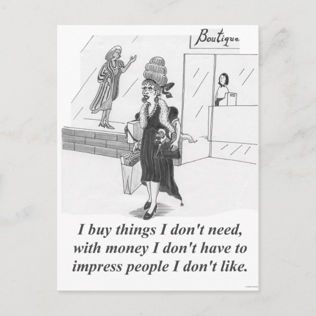 Einkauf, Lady einkaufen in der Stadt Postkarte (Vorderseite)