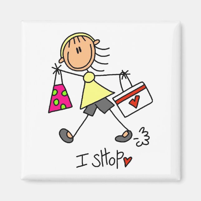 Einkauf-Stickfigur Magnet (Vorne)