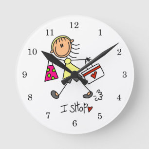 Einkauf-Stickfigur Runde Wanduhr
