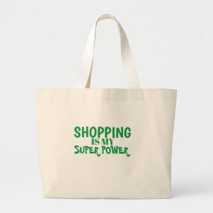 EINKAUFE IST MEIN SUPER POWER TOTE BAG JUMBO STOFFBEUTEL