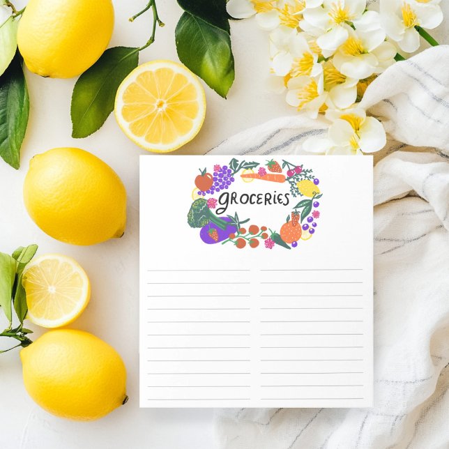 Einkaufsliste für Obst und Gemüse Notizblock (Fruit & Veggies Illustration Grocery Shopping List Notepad
)