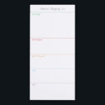Einkaufsliste für Wavy Line Magnetischer Notizblock<br><div class="desc">Schreiben Sie Ihre Einkaufsliste auf diesem Magnettasten, um Ihre Route durch den Laden während des Einkaufs zu planen. Der magnetische Rücken klebt an Ihrem Kühlschrank, der Metallpantry-Tür oder dem Whiteboard-Kommandozentrum. Das einfache, moderne Layout mit farblich gekennzeichneten, waagerechten Linienabschnitten auf weißem Hintergrund ist für jeden visuell organisierten Lebensmittelhändler und Feinschmecker geeignet....</div>