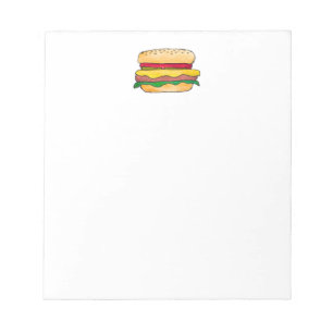 Einkaufsliste oder Menü Cheeseburger Notizblock