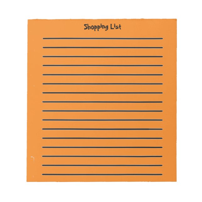 Einkaufsliste Orange Notepad Notizblock (Vorderseite)