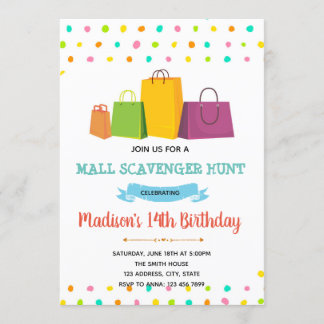Einkaufsmöglichkeiten Mall Scavenger Hunt Einladun Einladung