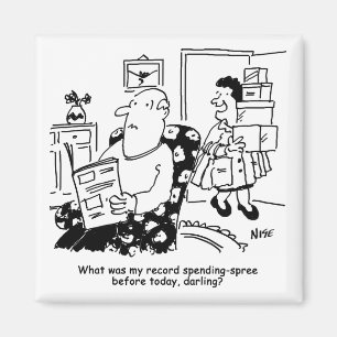 Einkaufsreise. Ausgaben. Überausgaben in den Gesch Magnet