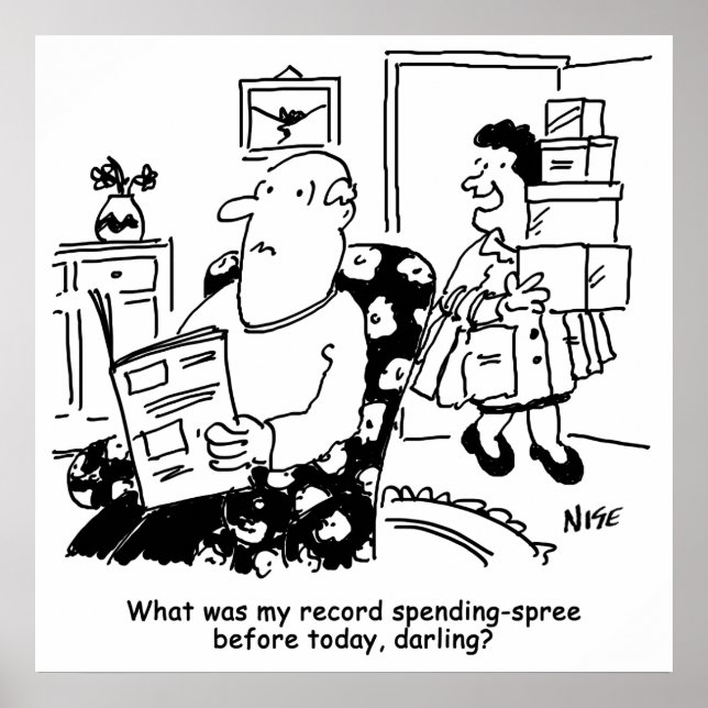 Einkaufsreise. Ausgaben. Überausgaben in den Gesch Poster (Vorne)