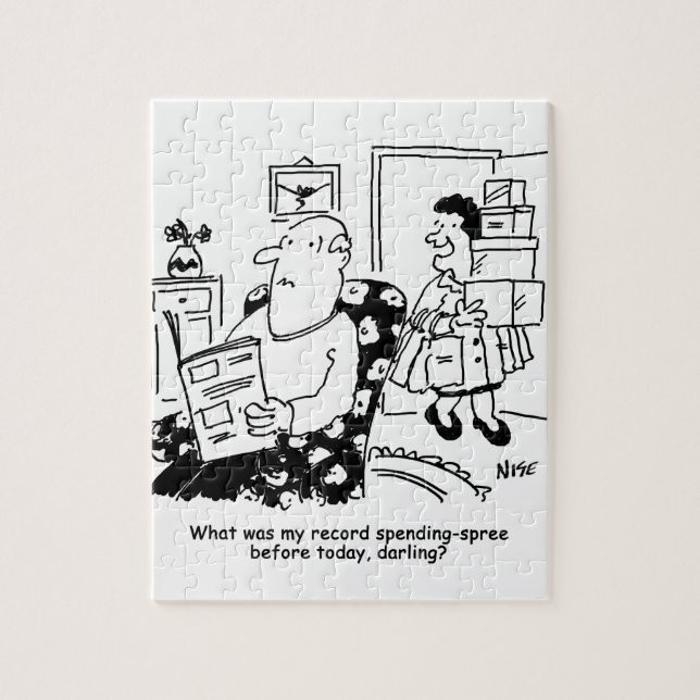 Einkaufsreise. Ausgaben. Überausgaben in den Gesch Puzzle (Vertikal)