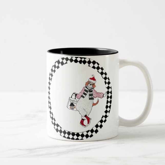 "Einkaufssankt-Beagle " Zweifarbige Tasse (Rechts)