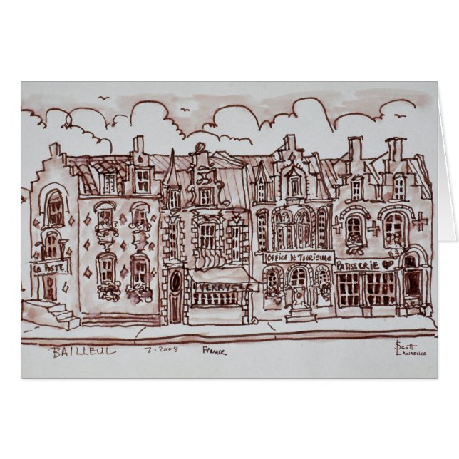 Einkaufsstraße| Bailleul, Frankreich (Vorderseite (Horizontal))