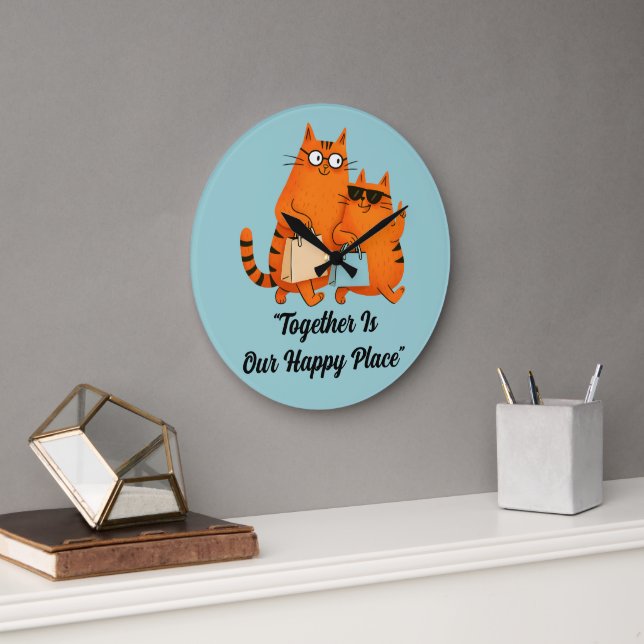 Einkaufstag Katzenliebe Große Wanduhr (Büro)