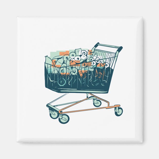 Einkaufwagen mit Klopapier Magnet (Vorne)