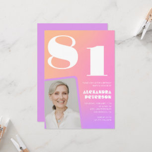Einkladung zum 81. Geburtstag mit rosa Verlauf Ret Einladung