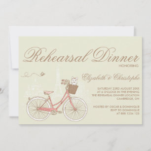 Einkladung zum Probedinner mit Vintage-Rosa-Fahrra Einladung