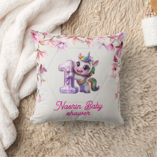 Einkladung zur Babyparty mit Einhorn Kissen