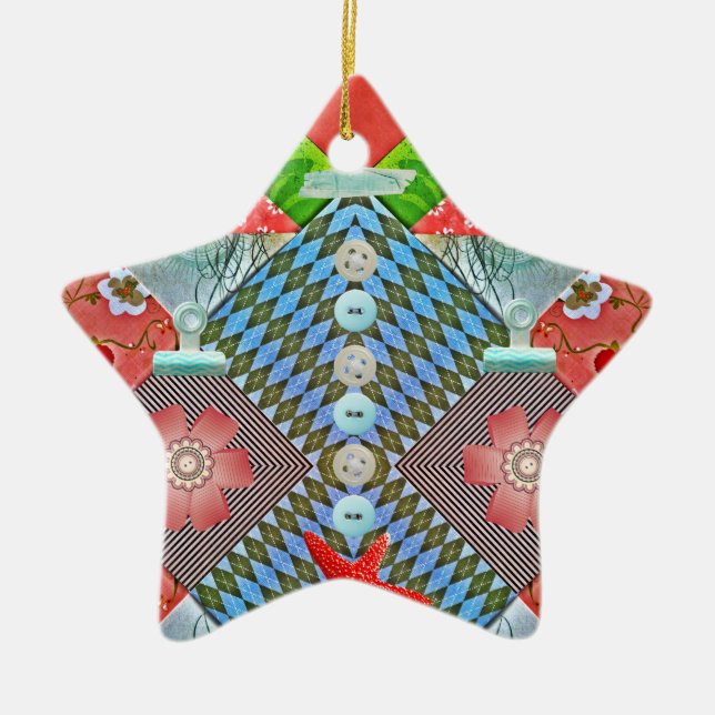 Einklebebuch-Freuden-Papier knöpft Geschenke für Keramikornament (Vorne)