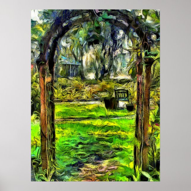 Einladend Hinterhof Archway Painterly Poster (Vorne)