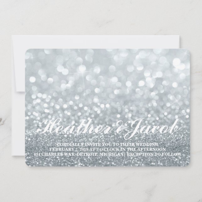 Einladend - Silver Lit Glitzer Fab Wedding Einladung (Vorderseite)