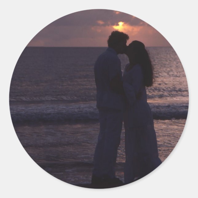 Einladende Hochzeitsvorlage benutzerdefiniertes Fo Runder Aufkleber (Vorderseite)