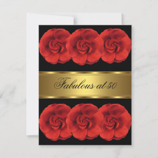 Einladende Red Blume Black Gold Fantastische 50. Einladung