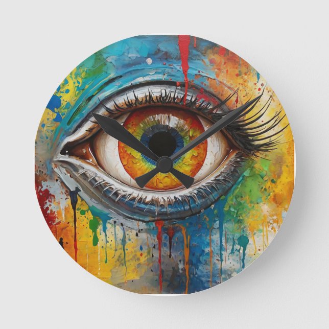 einladendes Auge Runde Wanduhr (Vorderseite)