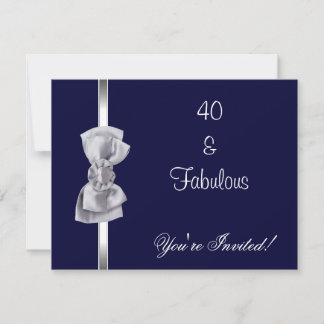 Einladendes Party Silver Bow Fabulous 40. Marine Einladung