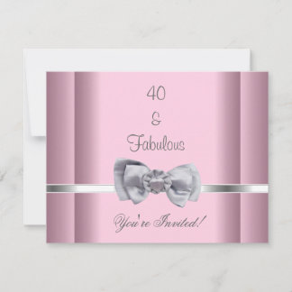 Einladendes Party Silver Bow Image Fabulous 40th P Einladung