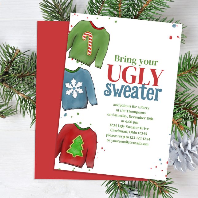 Einladung (Christmas ugly sweater Holiday party invitation.)