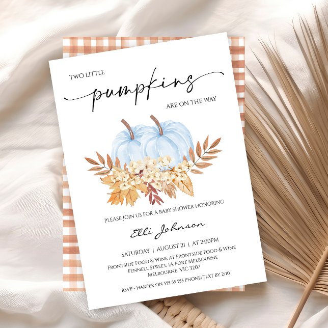 Einladung (Twin Boys Little Pumpkin Baby Shower Invitation, Two Little Pumpkins Baby Shower Fall Autumn Twins)