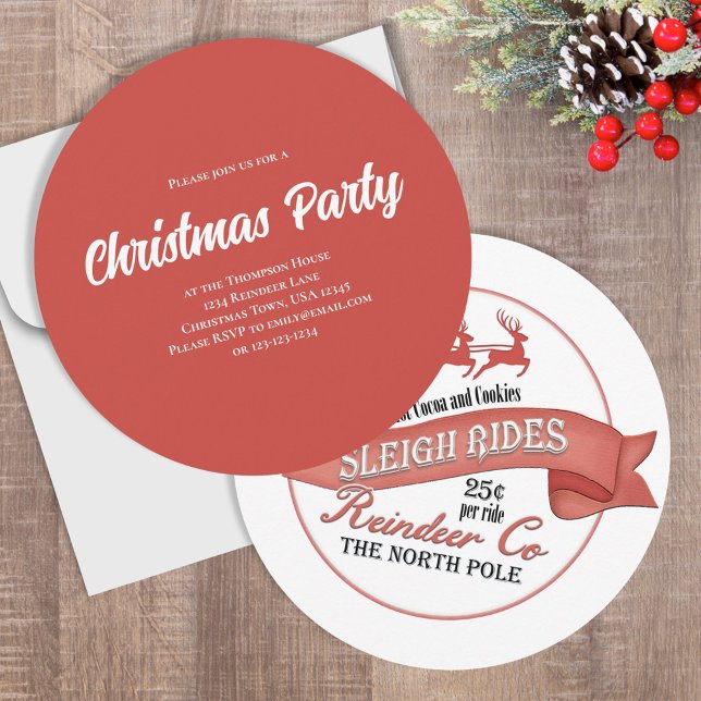 Einladung (Christmas holiday party circle invitations.)