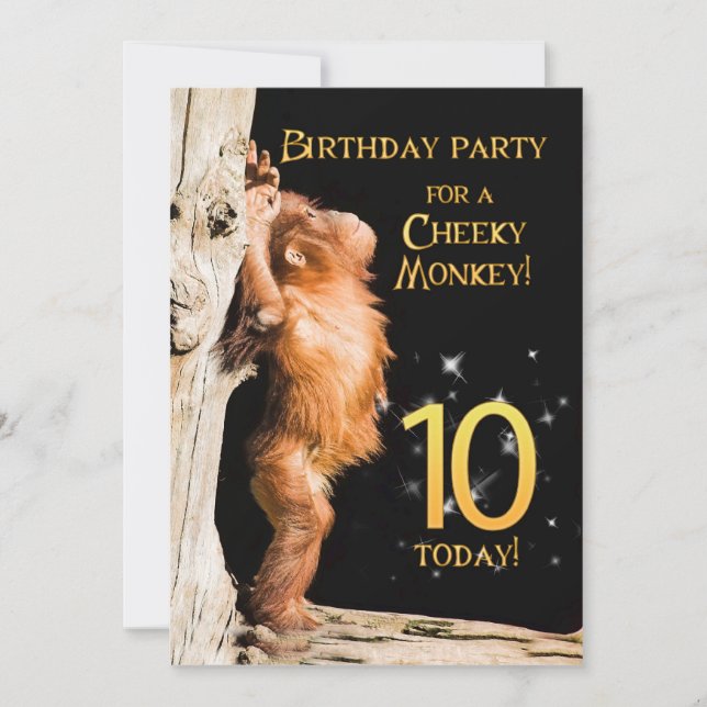 Einladung 10 zum Geburtstag, mit Orang-Utan (Vorderseite)