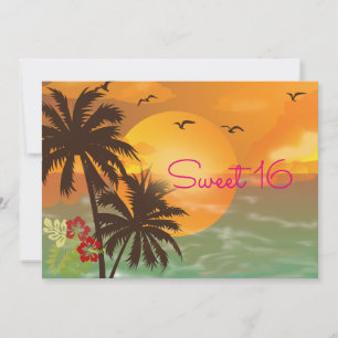 Einladung 16 . Geburtstag, Tropical, Hawaiian Luau