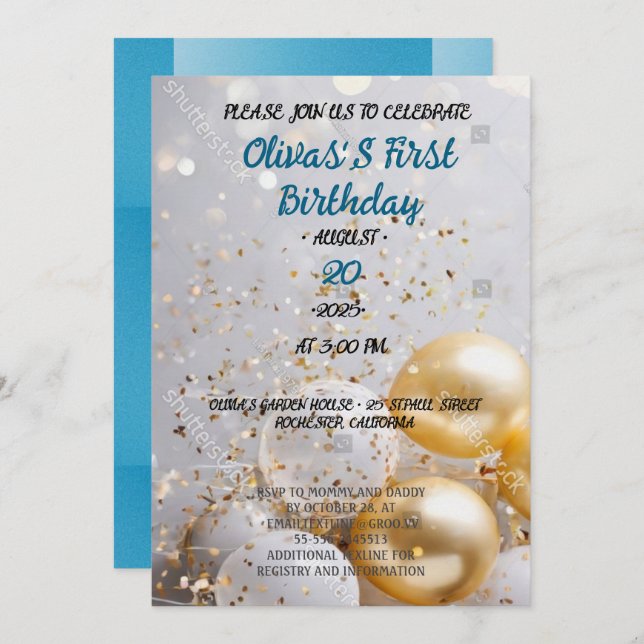 Einladung 1. Geburtstag (Vorne/Hinten)