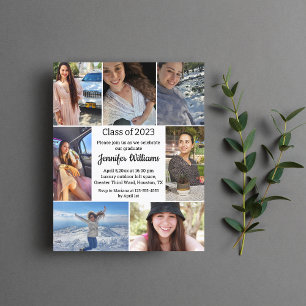 Einladung 2025 zu sieben Fotos Collage Abschluss