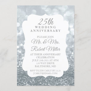 Einladung - 25. Hochzeitstag Funkelndes Silber
