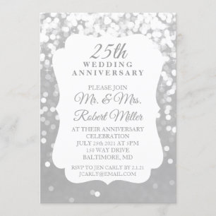 Einladung - 25. Hochzeitstag Funkelndes Silber