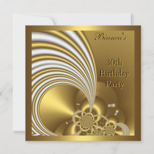 Einladung 30. Geburtstagsfeier Gold Weiß Abstract