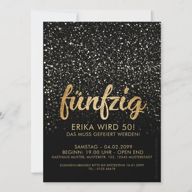 Einladung 50. Geburtstag "Party-Deko" (Vorderseite)
