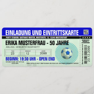 Einladung 50. Geburtstag Vorlage Fußball blau