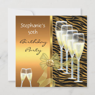 Einladung 50. Geburtstagsfeier Elegant Wild Gold