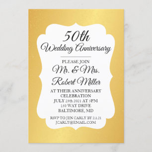 Einladung - 50. Hochzeitstag Gold Konfetti