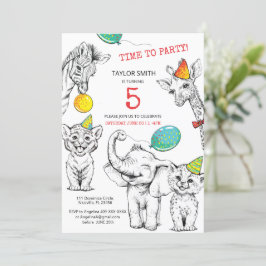 Einladung 5. Geburtstag mit lustigem süße Tier.