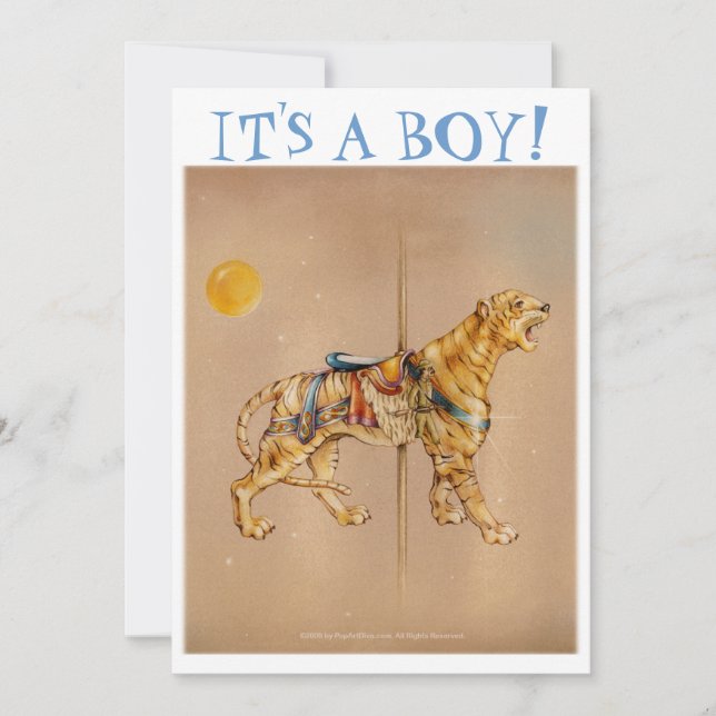 Einladung - Ankündigungskarten - Karussell Tiger (Vorderseite)